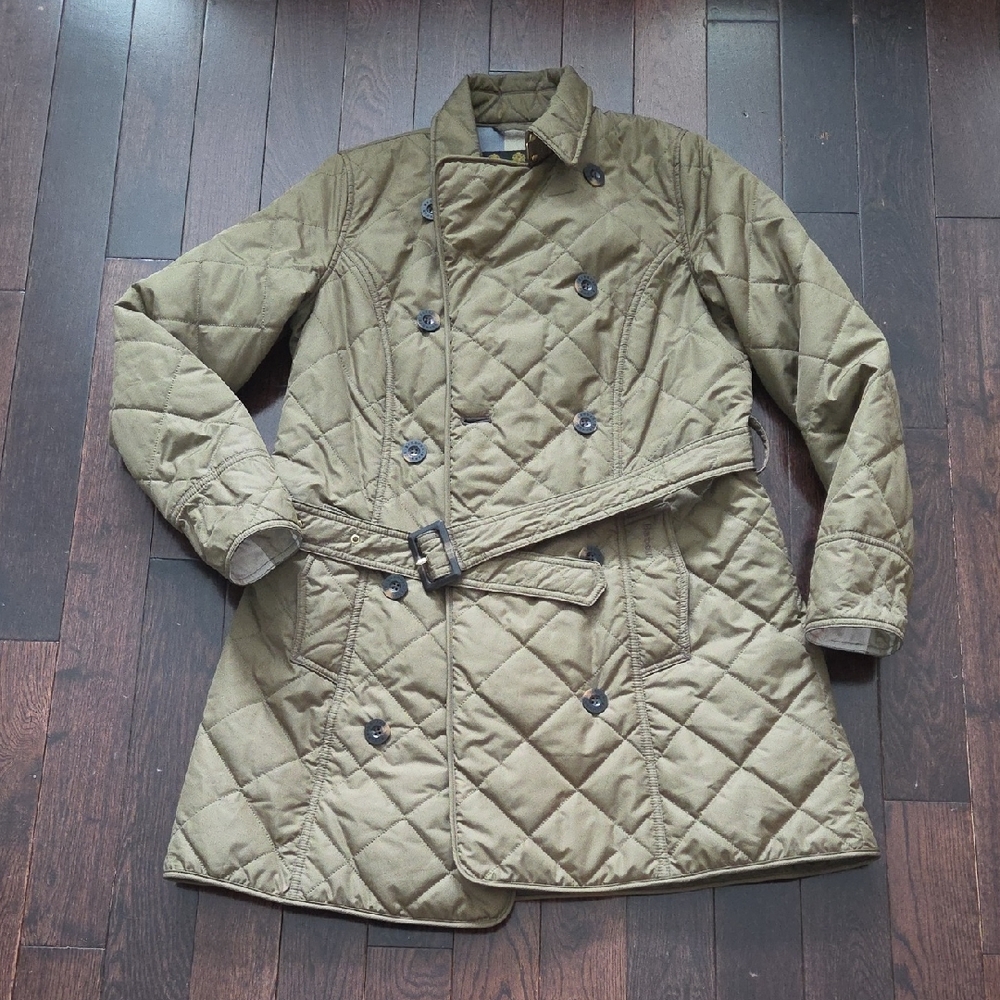 Barbour Fairsfeild Quilted Tan Trench Coat
